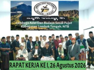 Rapat Kerja Perdana Lembaga Adat dan Budaya Sasak Kecamatan Pujut: Sinergi tokoh adat dan pemuda dalam merumuskan peta jalan pelestarian kebudayaan.