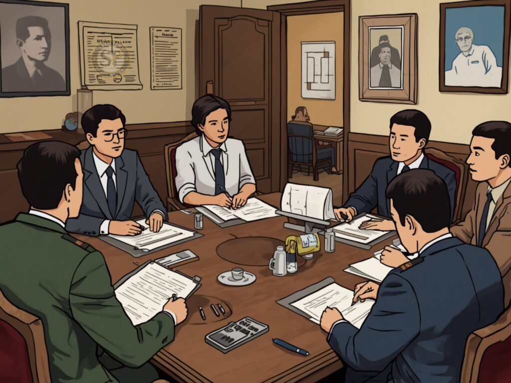 Ilustrasi sidang paripurna dan musyawarah tata kelola pemerintahan dalam proses penetapan Peraturan Daerah dan Peraturan Desa.